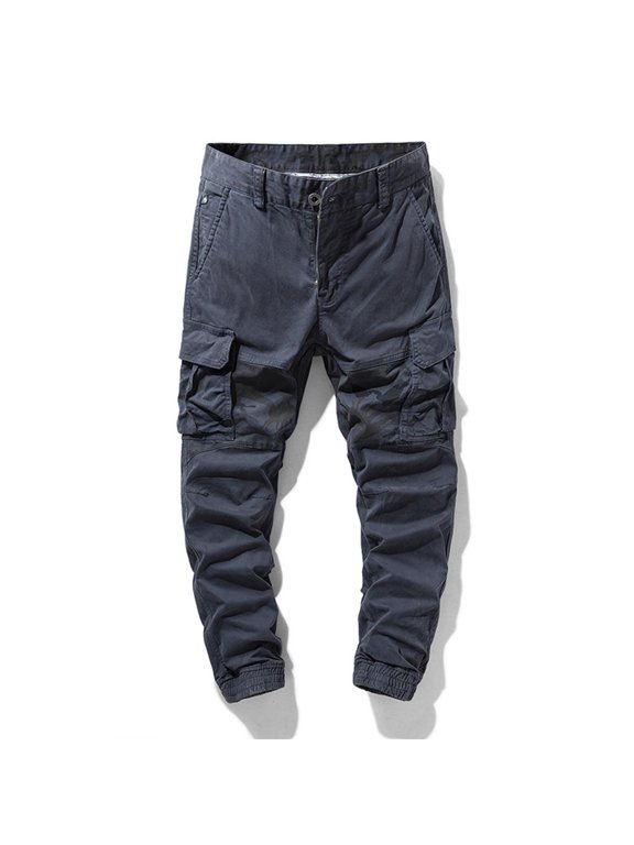 Men's Casual Cargo Pants Workout Joggers Stretch Sweatpants Solid Color Military Army Combat Work Pants Slim Fit with Pockets Outdoor Jogger