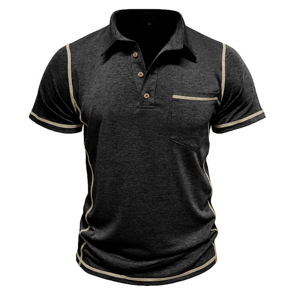 WXLWZYWL Men's Casual Short Sleeve Shirts Collared Button Cotton T-Shirt Classic Golf Shirt with Pocket