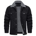 thumbnail image 1 of WXLWZYWL Men's Corduroy Jacket Sherpa Lined Trucker Jackets Cotton Turn-Down Collar Warm Winter Jacket Casual Coat 5 Pockets, 1 of 3