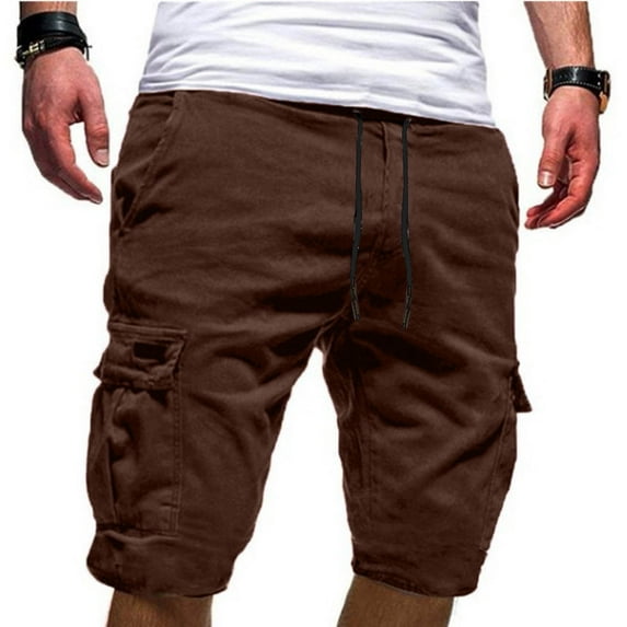 WXLWZYWL Men's Drawstring Cargo Shorts Summer Casual Bermuda Shorts Plus Size Outdoor Sweatpants Stretch Work Shorts Hiking Fishing Cargo Shorts Athletic Shorts with Pockets