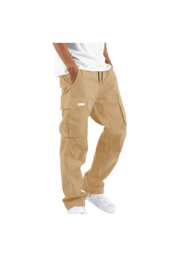 Men's Elastic-Waist Travel Pant Stretchy Lightweight Pant Multi-Pockets Quick Dry Breathable Essentials Relaxed Fit Cargo Scrub Pants