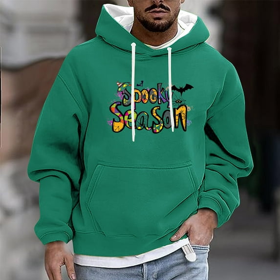 WXLWZYWL Men's Fall Hoodies Comfy Printed Sweatshirt Tops Long Sleeve Trendy Oversized Pullover Hoodies