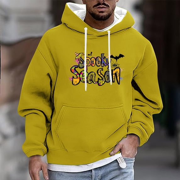 WXLWZYWL Men's Fall Hoodies Comfy Printed Sweatshirt Tops Long Sleeve Trendy Oversized Pullover Hoodies