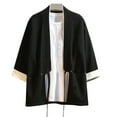 thumbnail image 1 of WXLWZYWL Men's Japanese Kimono Cardigan Male Samurai Costume Clothing Shirt Casual Coat Loose Cotton Linen 3/4 Sleeve Open Front Shirt Jackets, 1 of 4