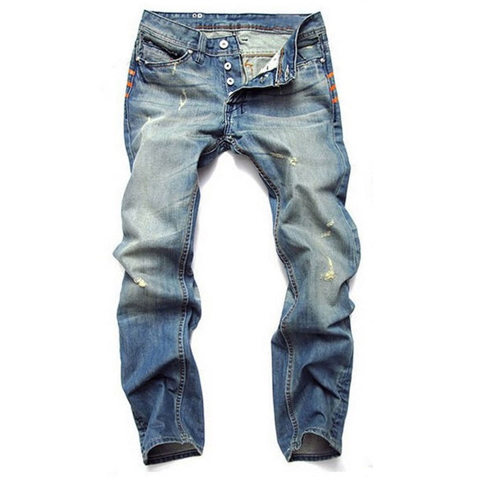 WXLWZYWL Men's Jeans Slim Fit Classic Zipper Biker Regular