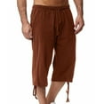 thumbnail image 1 of WXLWZYWL Men's Long Cotton Linen Shorts Knee Length 3/4 Baggy Pants Summer Drawstring Sport Golf Lounge Capri Pant with Pockets Cropped Pants Side Lightweight Loose Beach Shorts, 1 of 6