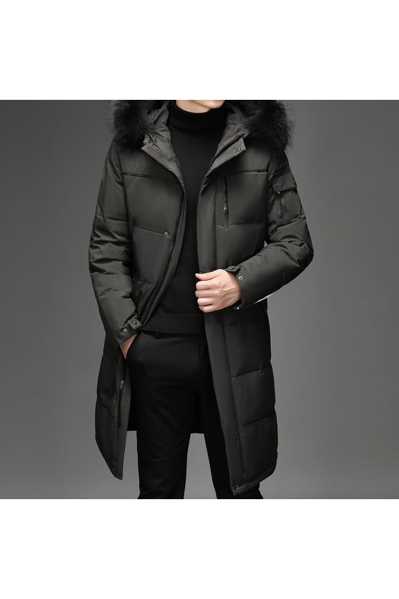 Men's Long Winter Coat Hooded Cold Weather Padded Windproof Parka Outwear Hooded Warm Quilted Skinny Jacket