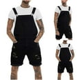 thumbnail image 1 of WXLWZYWL Men's Plus Size Denim Bib Overalls Above Knee Length Ripped Jeans Slim Jumpsuit Overall Shorts with Front Pockets, 1 of 6