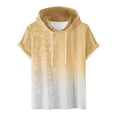 thumbnail image 1 of WXLWZYWL Men's Plus Size Hoodie Short Sleeve Drawstring Gradient Leaves Printing Muscle Fit Sweatshirt Top Athletic Hooded T-Shirts Yellow M, 1 of 1