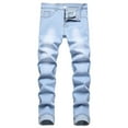 thumbnail image 1 of WXLWZYWL Men's Skinny Jeans Stretch Ripped Distressed Destroyed Slim Fit Straight Legs Comfort Denim Jeans Moto Biker Jeans with Zipper Deco, 1 of 5