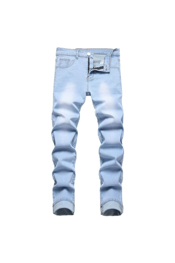 Men's Skinny Jeans Stretch Ripped Distressed Destroyed Slim Fit Straight Legs Comfort Denim Jeans Moto Biker Jeans with Zipper Deco