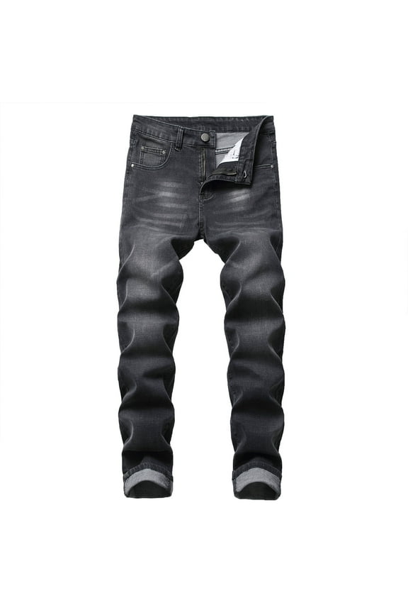 Men's Slim Fit Stretch Jeans Blue Or Black Comfortable Soft Ripped Pants Slim Fit Straight Leg Skinny Zipper Button Denim Jeans