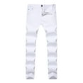 thumbnail image 1 of WXLWZYWL Men's Slim Fit Stretch Jeans Blue Or Black Comfortable Soft Ripped Pants Slim Fit Straight Leg Skinny Zipper Button Denim Jeans, 1 of 5