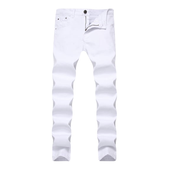 WXLWZYWL Men's Slim Fit Stretch Jeans Blue Or Black Comfortable Soft Ripped Pants Slim Fit Straight Leg Skinny Zipper Button Denim Jeans