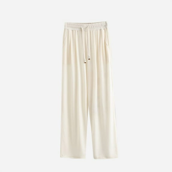 WXLWZYWL Men's Striped Pajama Pants Cotton Linen Thin Lightweight Pjs Bottoms Loose Comfy Home Pants with Pocket