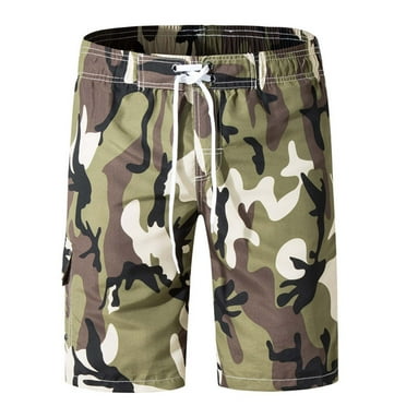 WXLWZYWL Men's Swim Trunks Plus Size Camo Quick Dry Board Swimsuit Elastic Waist Camouflage Swim Shorts Drawstring Beach Bathing Suits with Pocket