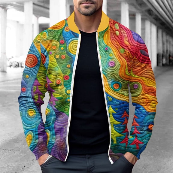 WXLWZYWL Mens Chrismas Jackets Chrismas Printed Casual Lightweight Jacket Full Zipper Softshell Flight Bomber Jacket Varsity Windbreaker