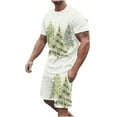 thumbnail image 1 of WXLWZYWL Mens Chrismas Suits Short Sets Outfits 2 Piece Casual Tracksuit Short Sleeve Round Neck Printed T Shirt and Drawstring Shorts Pants Set, 1 of 5