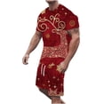thumbnail image 1 of WXLWZYWL Mens Chrismas Suits Short Sets Outfits 2 Piece Casual Tracksuit Short Sleeve Round Neck Printed T Shirt and Drawstring Shorts Pants Set, 1 of 5