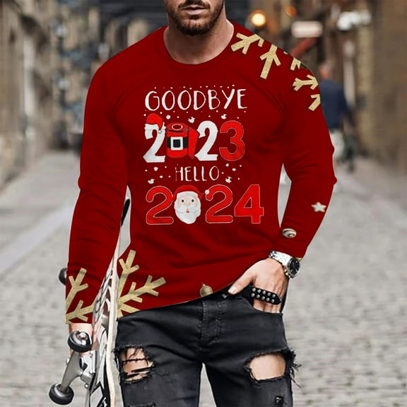 WXLWZYWL Mens Christmas Sweater Sweatshirts Ugly Christmas Printed Round Neck Long Sleeve Pullover Sweatshirt Top