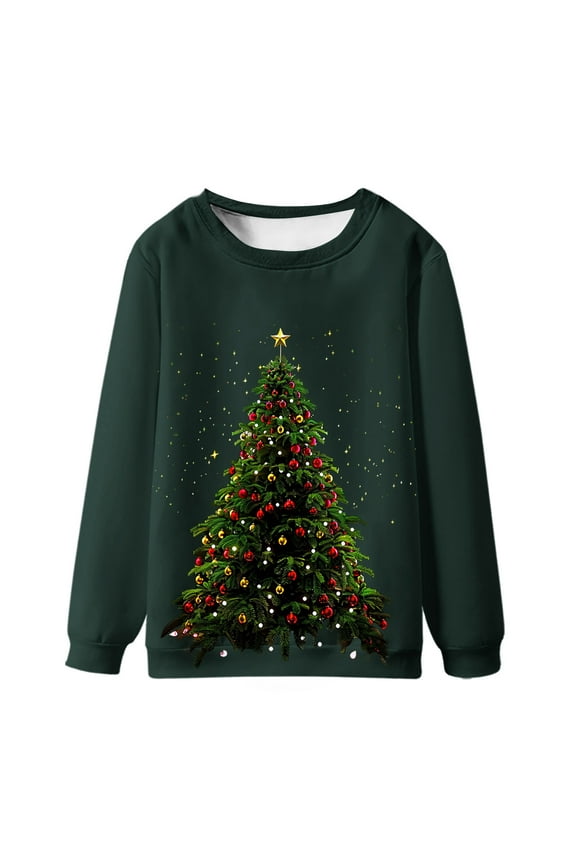 Mens Christmas Sweater Ugly Christmas Printed Round Neck Long Sleeve Pullover Sweatshirt Top