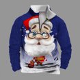 thumbnail image 1 of WXLWZYWL Mens Christmas Sweatshirt Trendy Quarter Zipper Stand Collar Pullover Tops Fall Winter Fashion Print Sweatshirts, 1 of 5