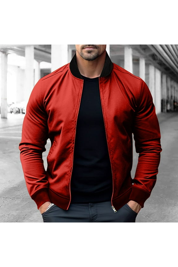 Mens Coat with Zip Out Liner Mens Baseball Varsity Spring Jacket - Bomber Letterman Real Lambskin Red School College Jacket