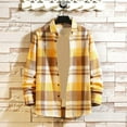 thumbnail image 1 of WXLWZYWL Mens Coats Winter Fall 2024 Plaid Shirt Loose Youth Pointed Collar Pocket Shirt Coat Long Sleeve Hoodless Button Top, 1 of 3