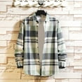 thumbnail image 1 of WXLWZYWL Mens Coats Winter Fall 2024 Plaid Shirt Loose Youth Pointed Collar Pocket Shirt Coat Long Sleeve Hoodless Button Top, 1 of 3