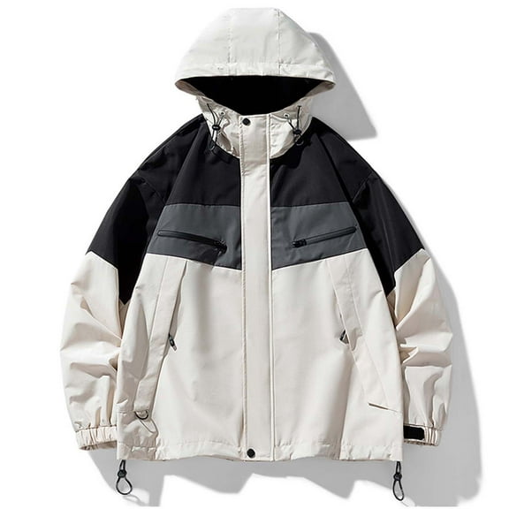 WXLWZYWL Mens Coats and Jackets Winter Unisex Hooded Loose Jacket Multi Pocket Zipper Windbreaker Top Outdoor Sports Coat