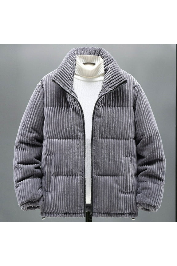 Mens Corduroy Coats Winter Loose Hypertrophy Down Jacket Liner Thickened Inside and Outside to Wear Cold White Duck Down Coat