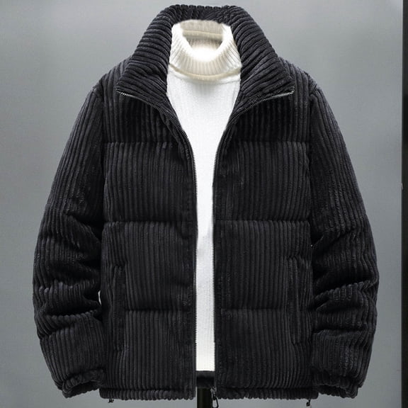 WXLWZYWL Mens Corduroy Coats Winter Loose Hypertrophy Down Jacket Liner Thickened Inside and Outside to Wear Cold White Duck Down Coat