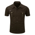 thumbnail image 1 of WXLWZYWL Mens Cotton T Shirts Button down Short Sleeve Work Shirts Collared Stretchy Slim Fitted Summer Tops, 1 of 5