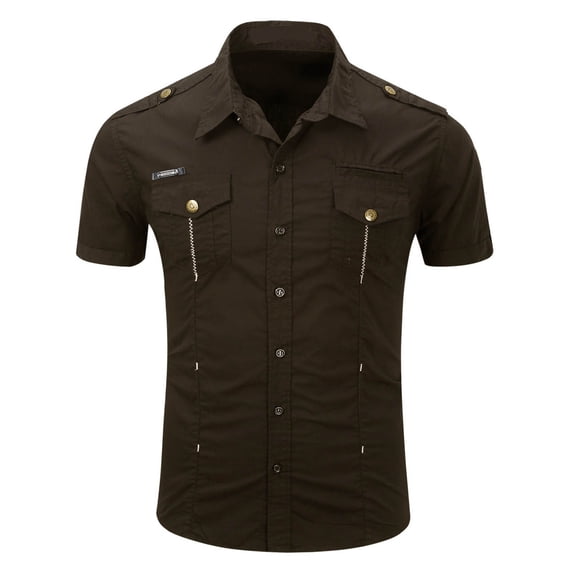 WXLWZYWL Mens Cotton T Shirts Button down Short Sleeve Work Shirts Collared Stretchy Slim Fitted Summer Tops