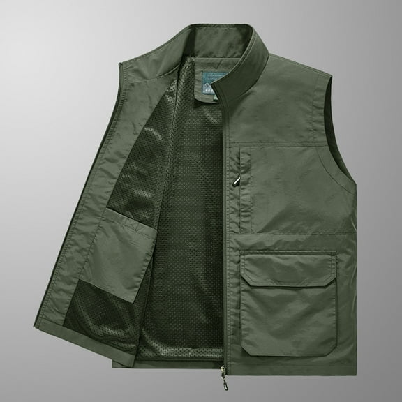 WXLWZYWL Mens Fishing Vest Lightweight Outdoor Travel Work Jacket Casual Sports Quick Dry Outerwear With Multi-Pockets