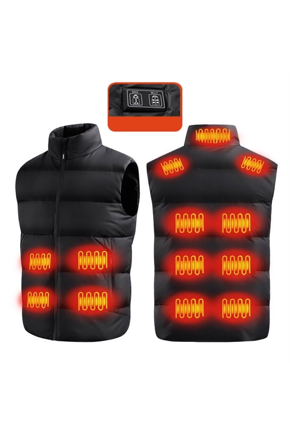Mens Heated Vest with 3 Heating Level & 9 Heating Zones, Washable Lightweight Zip Heated Vest with Battery Pack