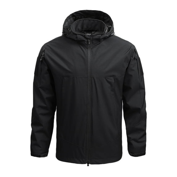 WXLWZYWL Mens Hiking Jackets for Cold Weather Softshell Lapel Zip Up Patches Detachable Hooded Coats Fall Winter Waterproof Tactical Overcoat