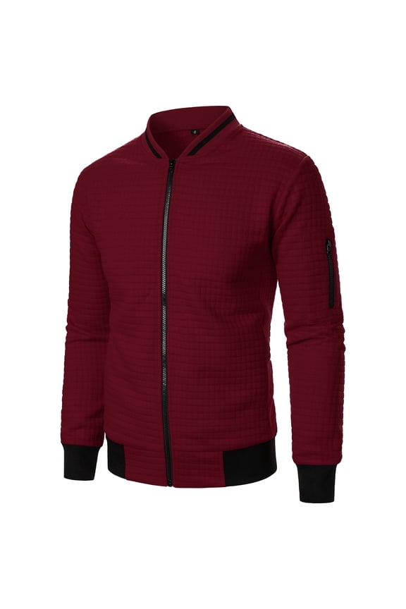 Mens Lightweight Jacket Casual Bomber Jacket Varsity Coat Bomber Coat Zip up Shacket Jacket Waffle Trendy Fall Coat