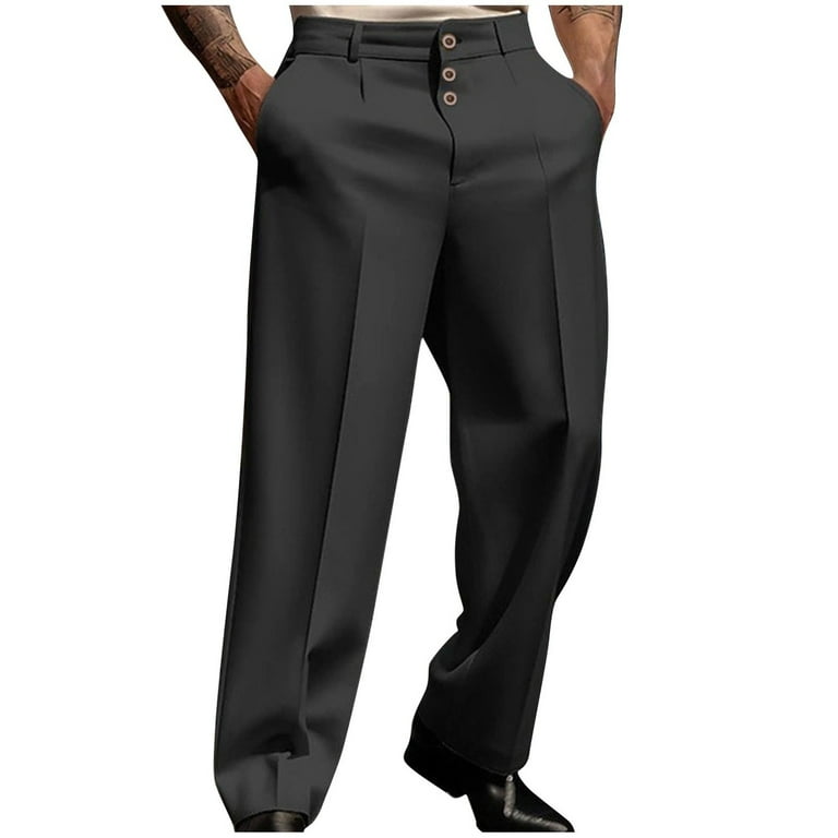 WXLWZYWL Mens Pleated Front Khaki Pants Casual Work Pants Wrinkle