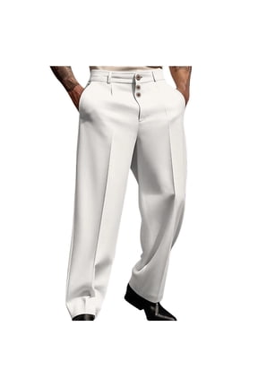Mens Pleated Front Khaki Pants Casual Work Pants Wrinkle-Free Regular Fit Work Dress Pants Big and Tall Stretch Chinos Trousers