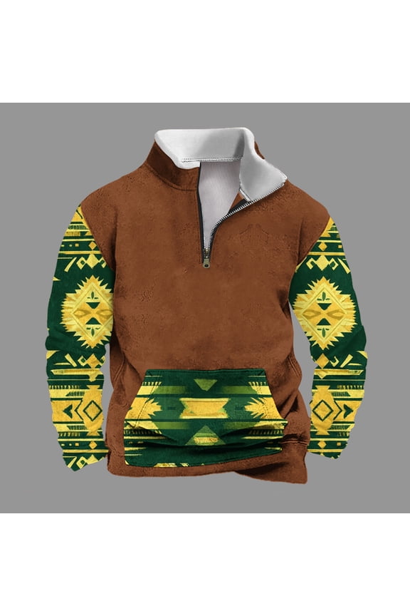 Mens Sherpa Quarter Zip Pullover Sweatshirts Fleece Suede Trucker Jacket Long Sleeve Turtleneck Military Cargo Jacket