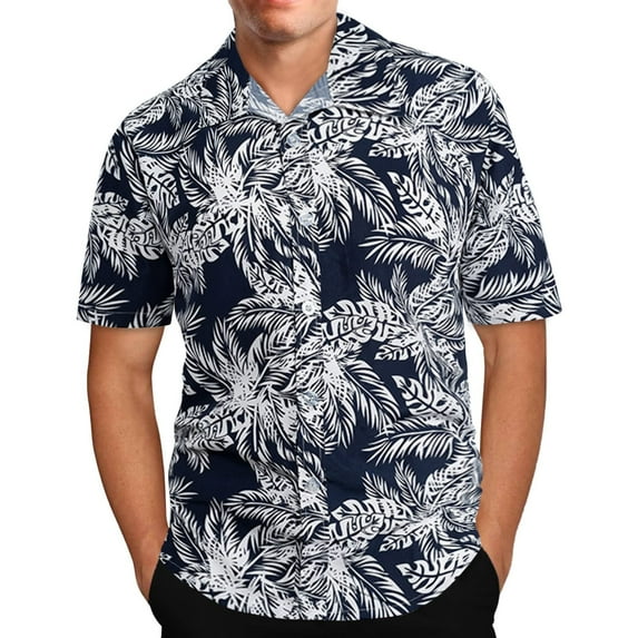 WXLWZYWL Mens Shirts Plus Size Hawaiian Print Lapel Short Sleeve Shirt