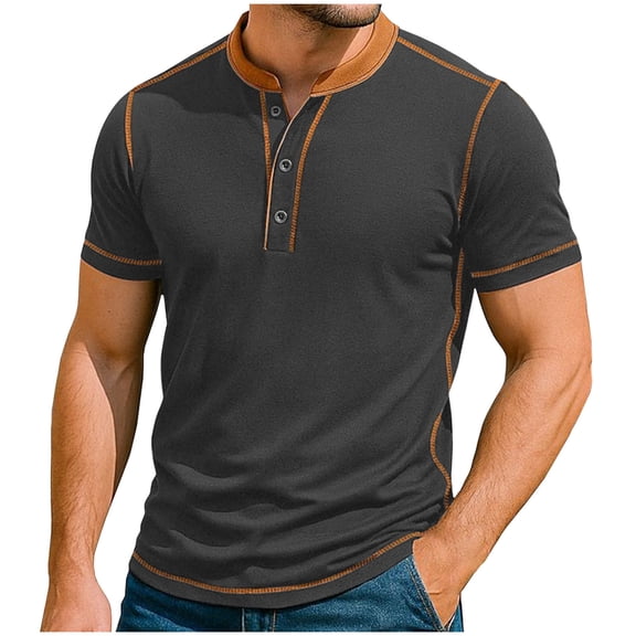 WXLWZYWL Mens Short Sleeve Shirts Casual Cotton Shirts Slim Fitted Summer Classic T-Shirts