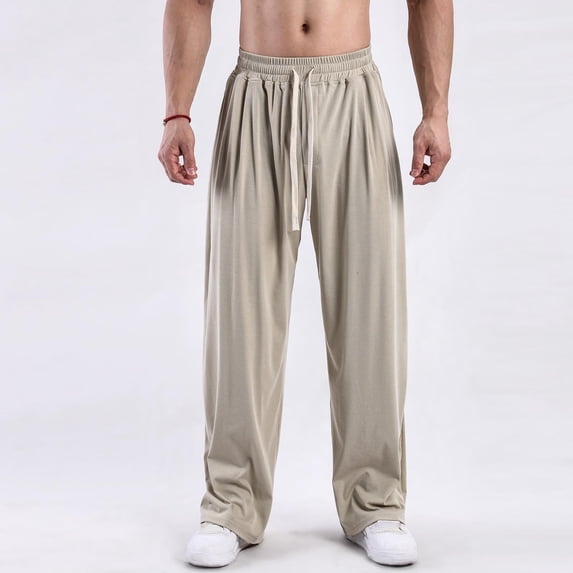 WXLWZYWL Mens Solid High Waist Casual Loose Pants Elastic Hip Hop Streetwear Sweatpants Drawstring Pants Oversized Stylish Workout Gym Pants Lightweight Straight Fit