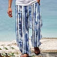 thumbnail image 1 of WXLWZYWL Mens Summer Casual Pants Relaxed Fit 3D Printing Elastic Waist Straight Trousers Elastic Waist Drawstring Lightweight Loose Beach Yoga Pants Pure White, 1 of 5
