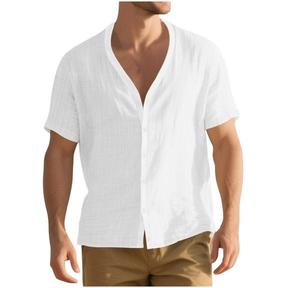 WXLWZYWL Mens T-Shirts Casual Short Sleeve Shirts Deep V-Neck Tops Casual Loose Summer Tees