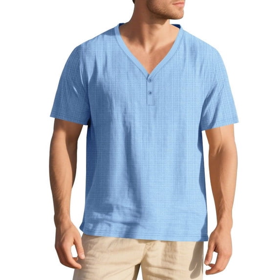 WXLWZYWL Mens T-Shirts Casual Short Sleeve Shirts Deep V-Neck Tops Casual Loose Summer Tees