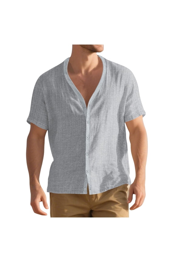 Mens T-Shirts Casual Short Sleeve Shirts Deep V-Neck Tops Casual Loose Summer Tees