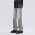 thumbnail image 1 of WXLWZYWL Mens Wide Leg Jeans Elastic Waist Baggy Jeans Casual Drawstring Denim Pants Trousers, 1 of 6