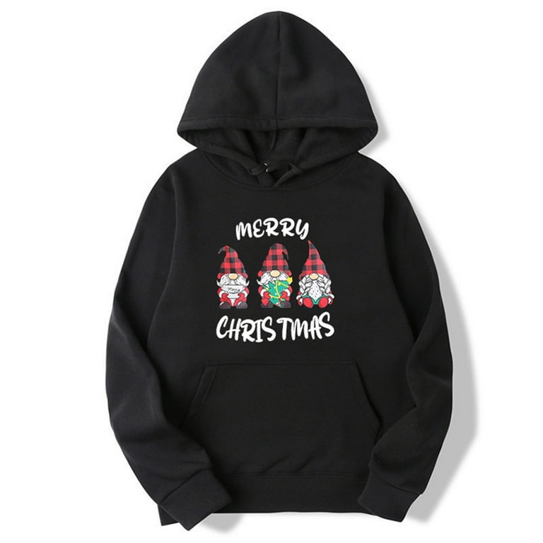 WXLWZYWL Merry Christmas Sweatshirt Men Holiday Print Hoodie